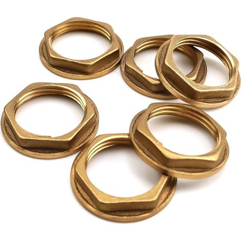 6 Pièces Écrous en Laiton 3/4" avec Bride, Contre-Écrous pour Raccords de Tuyauterie, Écrou Hexagonal Laiton à Plateau, Durable et Résistant à la Corrosion (1/5)