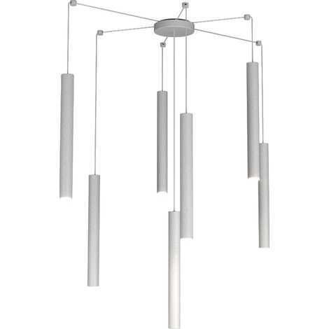 Sospensione Moderna Round Tube Metallo Grigio 7 Luci Gu10 (1/4)
