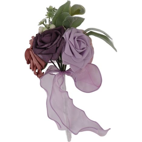 Bouquet de mariée romantique en roses, fleurs artificielles en soie, bouquet de demoiselle d'honneur, décoration pour fête à domicile, violet (1/5)