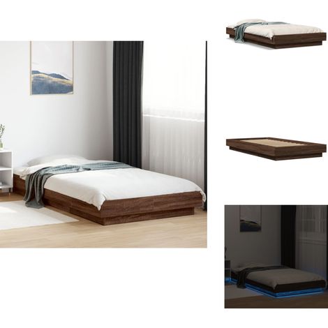 Cadre de lit avec lumières LED sans matelas 75x190 cm - Cadre De Lit - Lit Avec Led - Luminaire De Lit - Éclairage De Chambre - Meuble De Chambre (1/5)