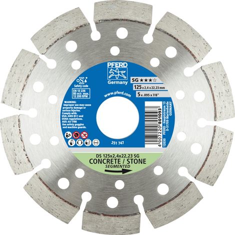 PFERD TOOLS Diamant-Trennscheibe DS 125x2,4x22,23 mm SG für schnelles Trennen von Stein und Beton (1/4)