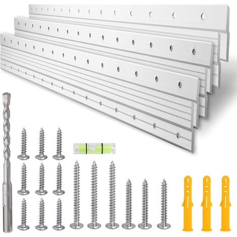 Lot de 3 paires de pinces profilées en Z à suspendre pour charges lourdes - 76 cm - Pour grandes photos, cadres lourds, miroirs et tête de lit - Support de montage emboîtable avec vis (1/5)