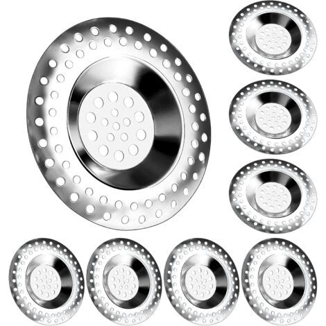 Bouchon de crépine d'évier en acier inoxydable 8 pièces Attrape-cheveux Bouchon de cheveux Couvercle de drain de douche Protecteur de drain Filtre de vidange Bouchon de douche Couvercle de trou (1/5)