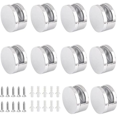 10 Pièces Pinces pour Miroir en Verre, Supports Muraux en Alliage de Zinc pour Étagères et Miroirs Murales, Fixation Sûre et Discrète (1/4)