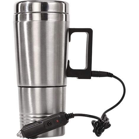 Tasse Chauffante de Voiture, Tasse de Voyage Chauffante en Acier Inoxydable 12V/24V, Bouilloire électrique de Voiture Anti-fuite pour Thé Café Eau Lait(24 V pour les gros véhicules) (1/5)