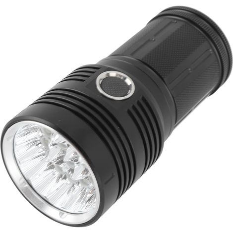 Lampe torche puissante 10 000 lm, portée 300-500 mètres, LED, 4 modes, rechargeable, pour le camping, le vélo et la pêche. (1/5)