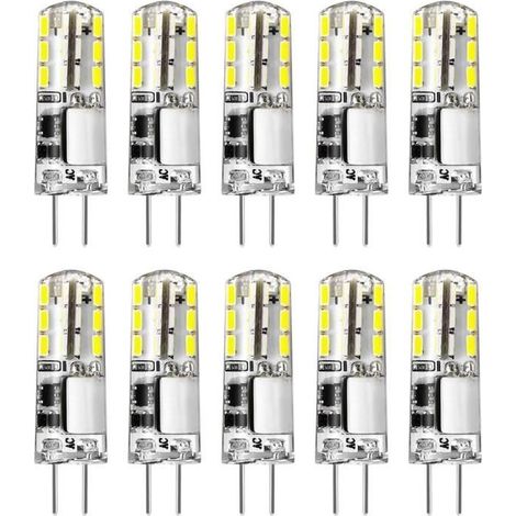 Lot de 10 ampoules LED G4 12 V Blanc froid 6000 K AC/DC 2W/25 W G4 de rechange à culot bi-broches Type JC, économie d'énergie (1/4)