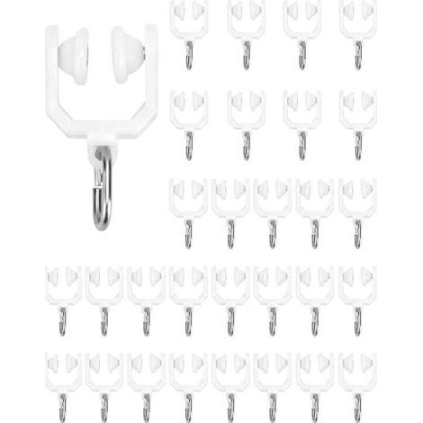 30 pièces d'accessoires de remplacement simples pour l'installation de rails courbés, rails pliables, poulies, perles de rideau (1/4)