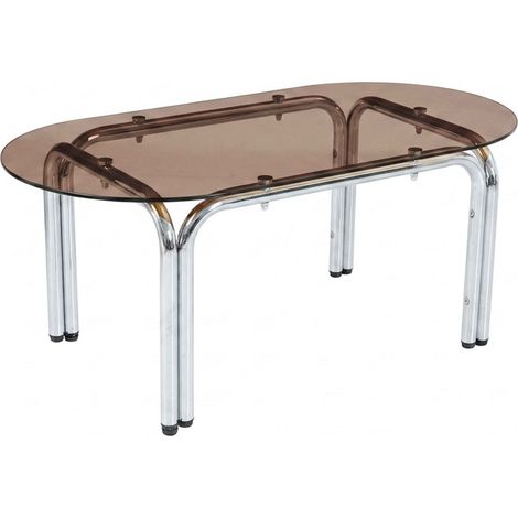 Table basse ovale en verre trempé marron (1/5)