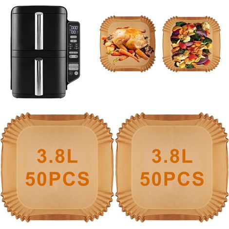 Lot de 100 feuilles de cuisson pour friteuse à air chaud Ninja SL300EU, accessoires de friteuse à air chaud pour Ninja 7,6 L Double Stack Air Fryer, Airfryer Accessoires pour friteuse à air chaud (1/5)