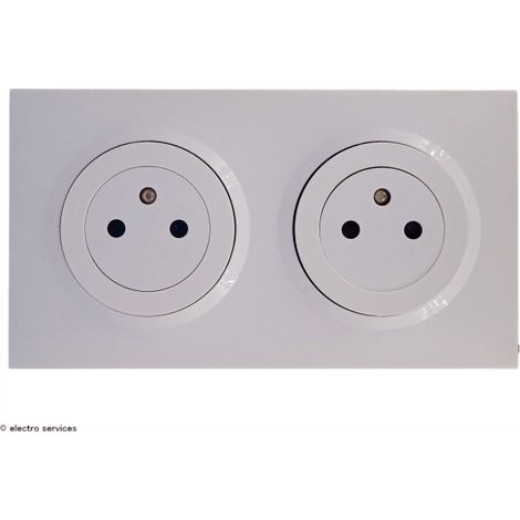 Legrand – Double prise de courant complète 2P+T – Blanc – 250V 16A – Mécanisme avec coque de protection chantier – Usage intérieur