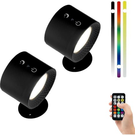 RGB-Leuchten, 9 Farben, Lichteffekte, 5 W, Glowright-Wandleuchte, 5 Helligkeitsstufen, kabelloses Nachtlicht, Galeriebeleuchtung, 360° magnetische Rotation, Leseleuchten für Zuhause/Büro/Studio (2 Stü