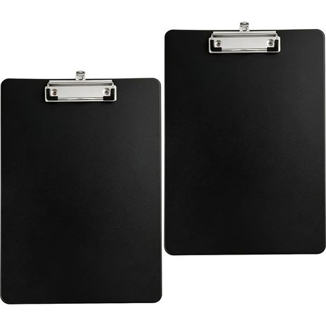 Set of 2 Rigid A4 Clipboards with Sturdy Metal Clip and Extendable Pen Holder – Durable Plastic Clipboard, Retractable Hook, Ideal for Office, School and Home (1/5)