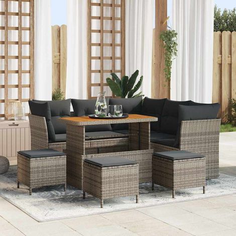 Teenpull – Gartensofa-set 9 Stk. Grau Poly-Rattan (1/5)