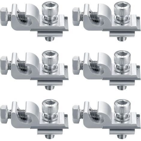 Lot de 6 clips de mise à la terre standard pour panneaux solaires, kit de fixation pour système de montage solaire, clips de support de montage, cosses de mise à la terre pour panneaux solaires (1/5)