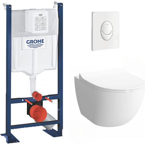 Grohe Pack WC Cuvette Sento Compacte + Rapid SL autoportant NF + plaque Skate Air blanche (ProjectSentoCOMPACT-3) (1/5)