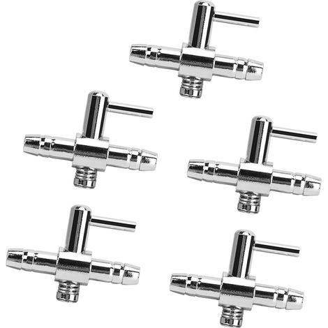 Lot de 5 tubes de distribution d'air en acier inoxydable, pompe à oxygène avec vanne à tête unique pour aquarium. (1/5)