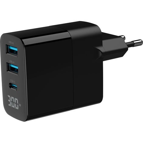 Schnell-Ladegerät usb gan de 3 Anschlüsse und 30 W, lcd, schwarz