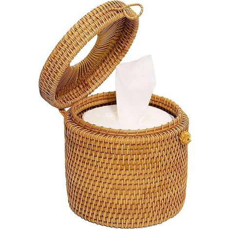 Porta fazzoletti quadrato in rattan, porta fazzoletti decorativo per casa e ufficio. (1/5)