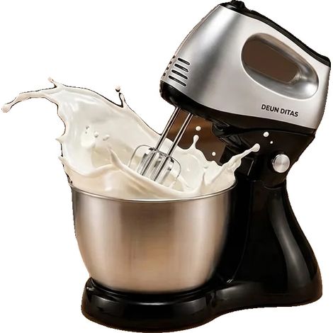 Robot da cucina, ciotola in acciaio inox, potenza 300 W, 6 velocità, 30,5 x 23 x 38 cm, funzionamento manuale e con supporto. (1/4)