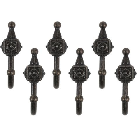 Lot de 6 patères rustiques en alliage de zinc bords arrondis