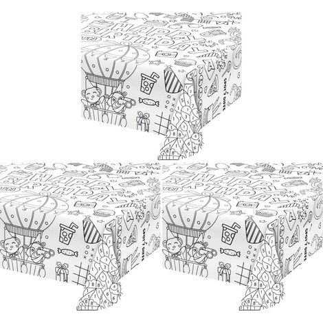 Ausmal-Tischdecke Geburtstag mit Tiermotiven, 3er-Pack, 110x80 cm