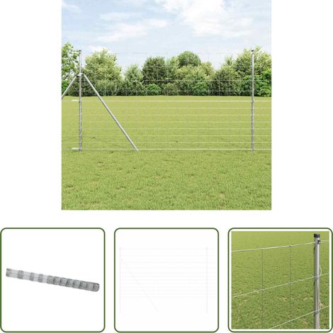 Clôture en acier galvanisé - Clôture de prairie Argenté 25 x 1,4 m Acier galvanisé (1/5)
