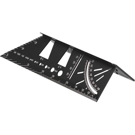 Règle d'angle multifonctionnelle en alliage d'aluminium, outil de mesure pour le travail du bois (1/5)