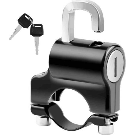 Mini candado portátil antirrobo para casco, totalmente metálico, con 2 llaves para manillares de 22-24 mm, para bicicleta, motocicleta y patinete eléctrico.