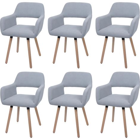 [NON UTILIZZATO] Set 6x sedie da pranzo HHG-878 II, poltroncina cucina imbottita, legno Stoffa/tessuto a coste (400g/m²), grigio chiaro