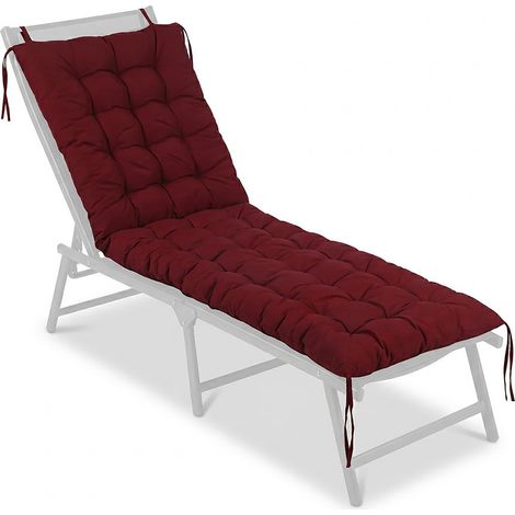 Relaxdays Bankauflage, 180x70 cm, gepolstert, gesteppt, mit Bändern, outdoor, Bankkissen für Gartenbank, Paletten, rot