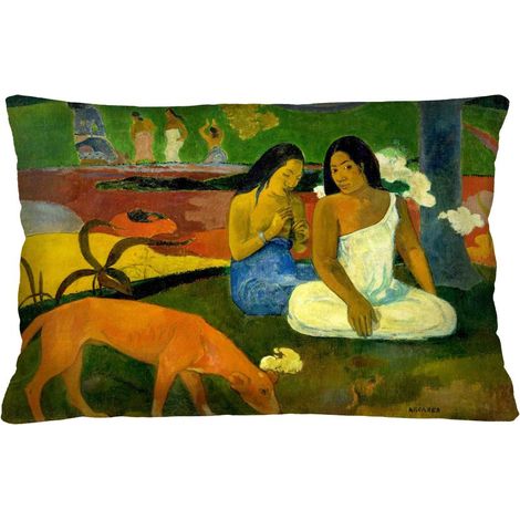 Elegantes Dekokissen „Arearea“ (Gauguin), 40 × 60 cm – Samt, beidseitig bedruckt, mit Reißverschluss, antiallergischer Füllung, Premium-Produkt (1/2)
