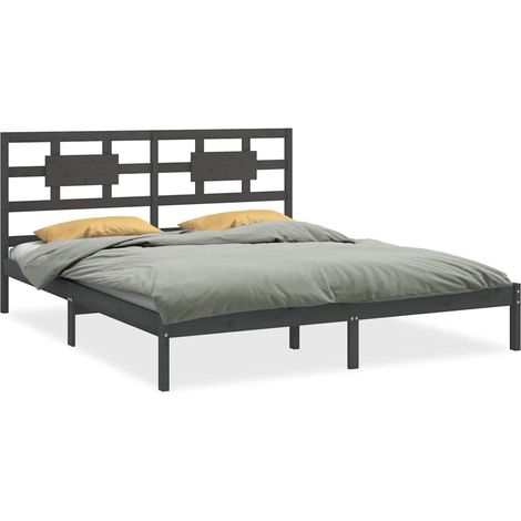 Maison Exclusive - Massivholzbett Grau 200x200 cm (1/5)