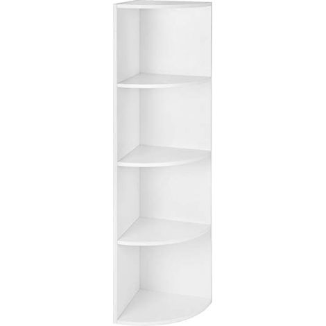 Étagère d'Angle Sur Pied - Design Blanc Élégant, Stratifié Classement, Imperméable Sans Formaldéhyde - Pour Salon, Salle de Bain, Rangement Maison - PVC Bois Plastique - Blanc - 120 cm