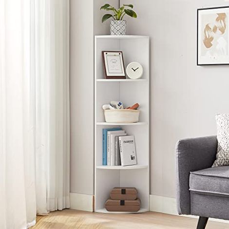 Etagère d&039angle blanche, 30x30x129.5cm (LxPxH),11.3kg