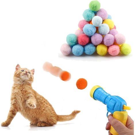 Jouet Interactif Pour Chat - Lanceur À Pression Avec 30 Balles En Peluche Silencieuses - Pour Jeu Intérieur Autonome Ou Partagé - 30 Pièces (1/5)