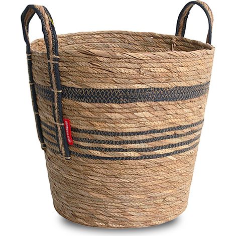 Le Marquier – Panier à bûches en jonc naturel – Dimensions 40 x 40 x 42 cm – Capacité max bûches 40 cm – Tenue rigide