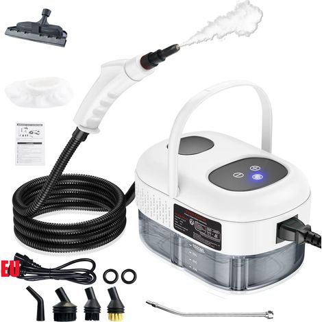 Nettoyeur vapeur haute pression 2500 W, nettoyeur vapeur portatif domestique, réglage à 6 vitesses, réservoir d'eau de 1 L, adapté cuisine (blanc) (1/5)