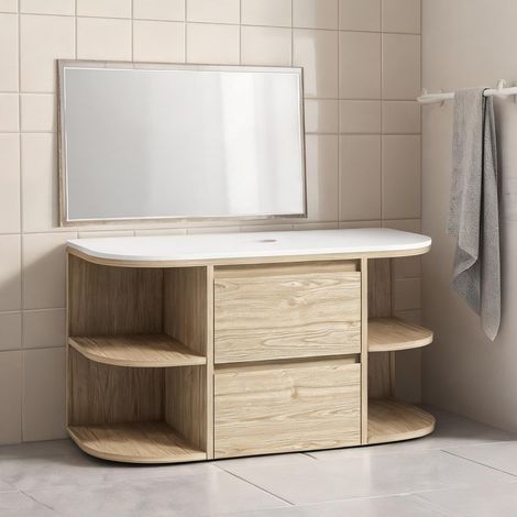 Meuble de salle de bain marron en MDF 90 x 45 x 46 cm (1/5)