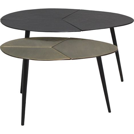BRADLEY - Lot de 2 Tables Acier Finition Doré Antique et Noire (1/3)