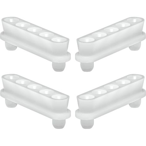 4x Ferrure d'assemblage à visser 41x9mm en plastique blanc pour montage invisible Douille Clavette Tablette Etagère Démontable, avec 2 tenons de positionnement (1/2)