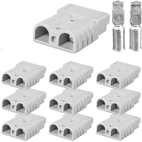 10 connecteurs Anderson, 50 A CC, 12–24 V, 6 AWG, bipolaires avec contacts en cuivre (1/5)