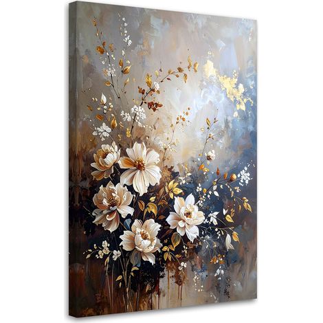Impresión de Imagen Flores blancas de plantas sobre fondo beige 20x30 (1/5)