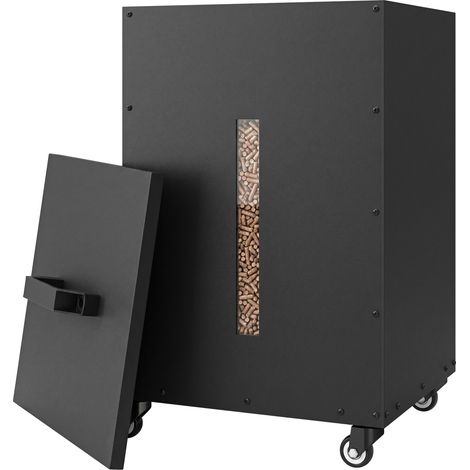Réservoir à Pellets Granulés en Acier, Roulettes, 30 kg, Noir (1/5)
