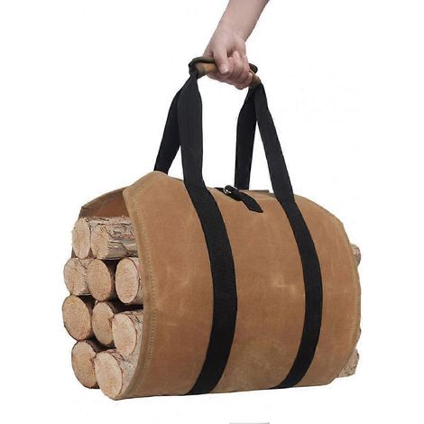 Sac à bois de chauffage grande capacité pour le camping et les pique-niques, en toile résistante. Accessoires de pique-nique. (1/5)