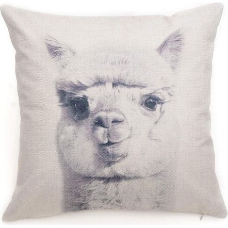 Taie D'oreiller Coton Lin Animaux Motif Coussin Décoration pour La Maison Canapé Voiture Set Banc Canapé Décor(Alpaga) (1/4)