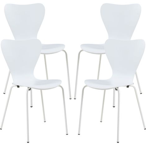 Set di 4 sedie da pranzo 80 x 48 x 45,5 cm design moderno robuste bianche 030009809