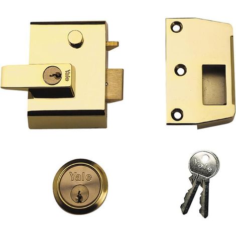 Yale Locks 630002215542 P2 Double Security Nightlatch 40mm Backset Brasslux Finish Visi YALP2B