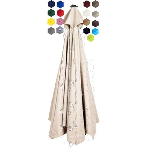 Auvent de Remplacement pour Parasol de Terrasse Toile de Rechange pour Parasol, Toile de Parasol, Toile Parasol 8 Baleines 3 mètres, Toile Parasol 6 Baleines 2 mètres, Toile de Parasol(@03,6 ribs/2.5m (1/4)