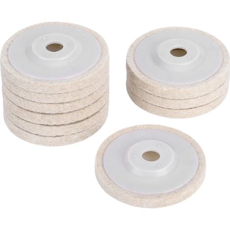 Kit de 10 disques de polissage en laine pour meuleuse d'angle, pour le polissage de bijoux en métal (laine grossière). (1/5)